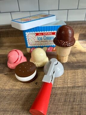 Kids Wooden Ice Cream Playset - Multicolor Pretend Scoop Toy